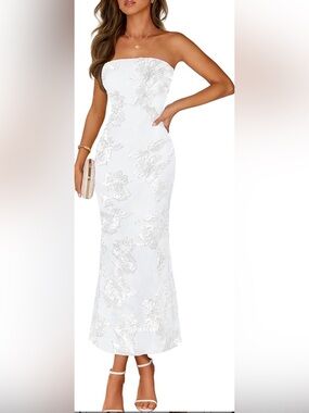 Two white cocktail Midi Dress